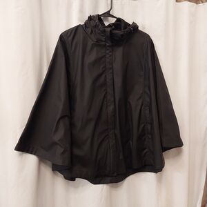 32 Degrees Black Hooded Cape Rain Jacket
